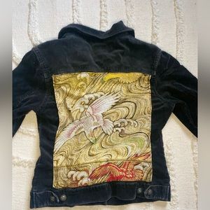 Black corduroy jacket with cool patches!